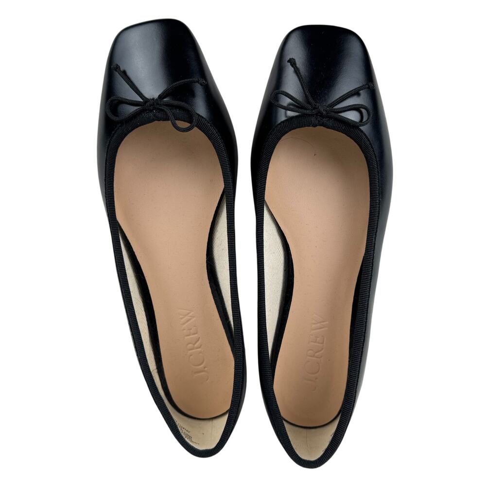 J. Crew Quinn Square-Toe Black Ballet Flats Size 7